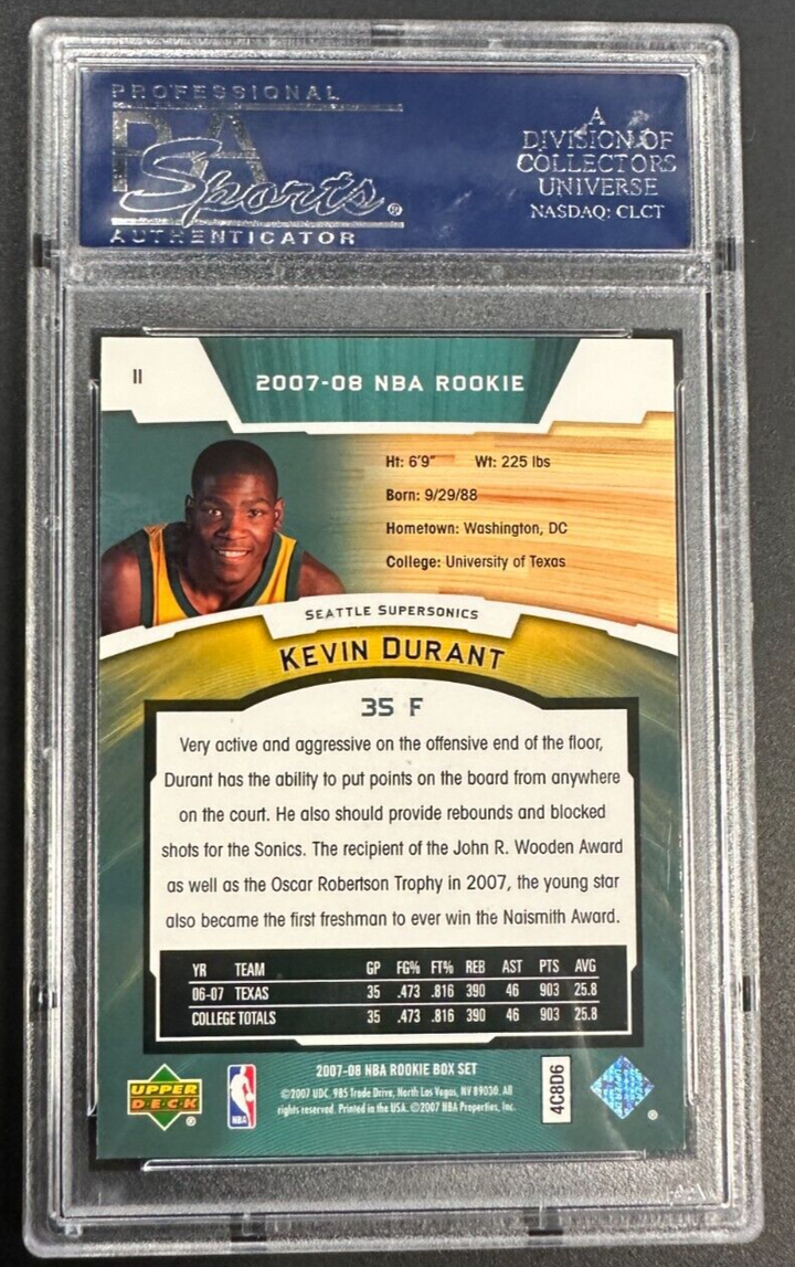 2007-08 Upper Deck Rookie Box Set Kevin Durant Rookie Card #11 PSA 10 Gem-Mint