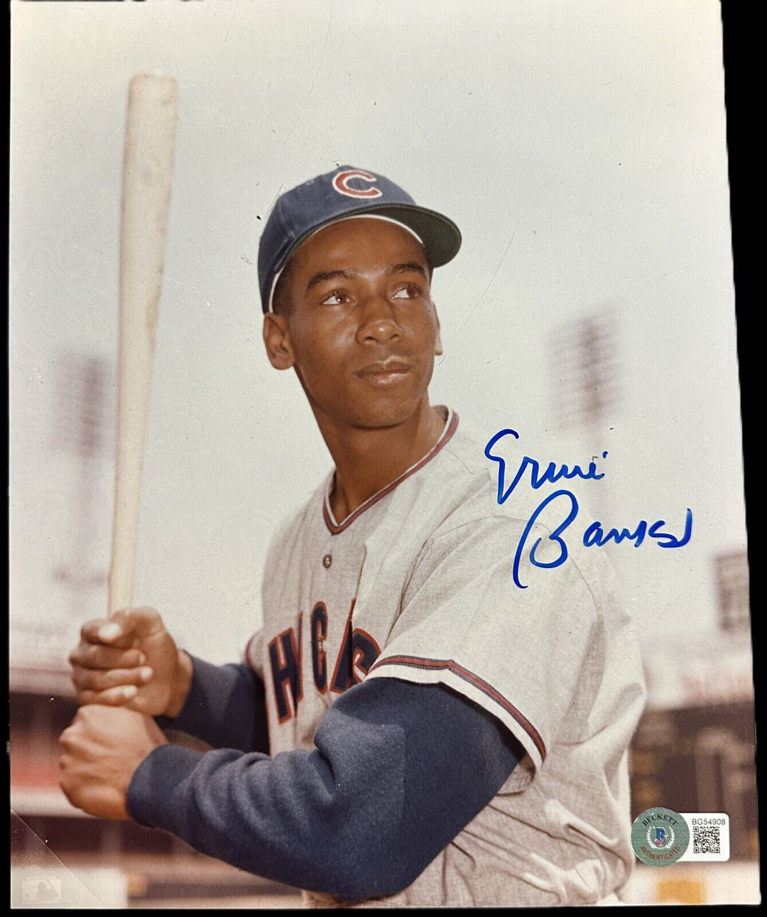 Ernie Banks Autographed Chicago Cubs 8x10 Photo BAS HOF