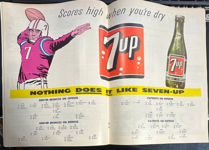 November 20, 1964 Boston Patriots Vs Denver Broncos Program AFL