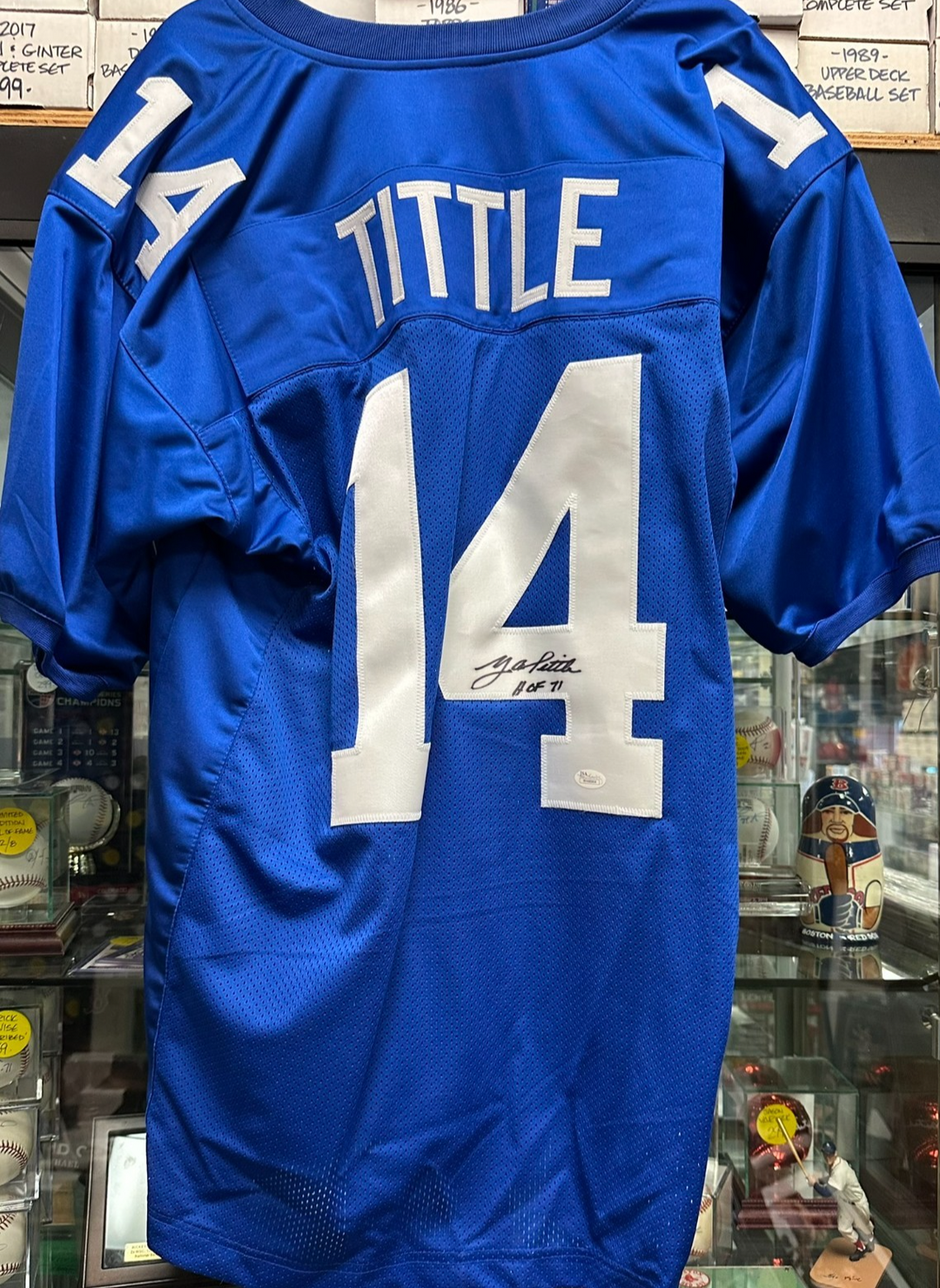 Y.A. Tittle Autographed New York Giants Custom Jersey W/ HOF 71 JSA
