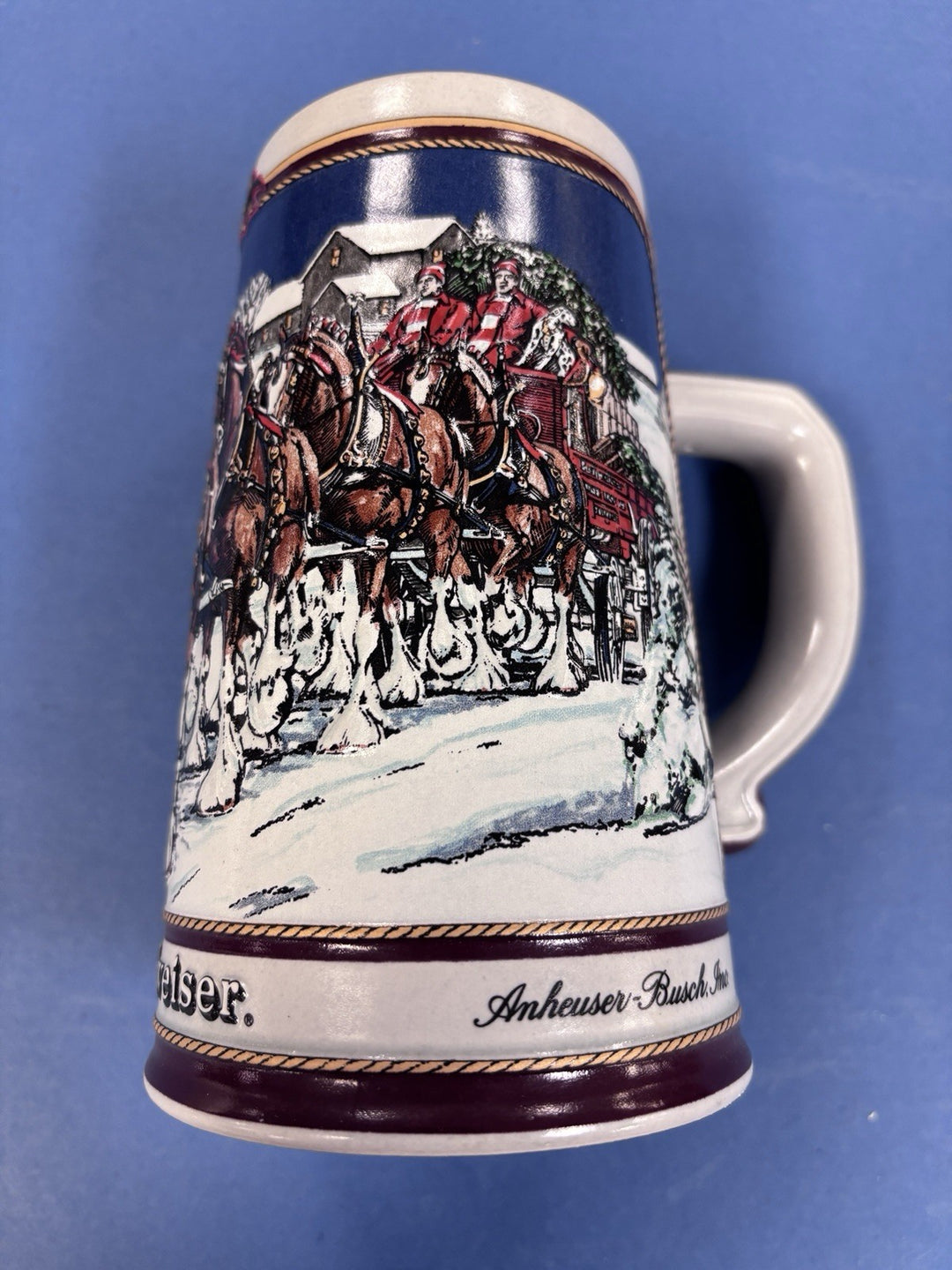 1989 Budweiser Holiday Christmas Stein Mug Collector Series