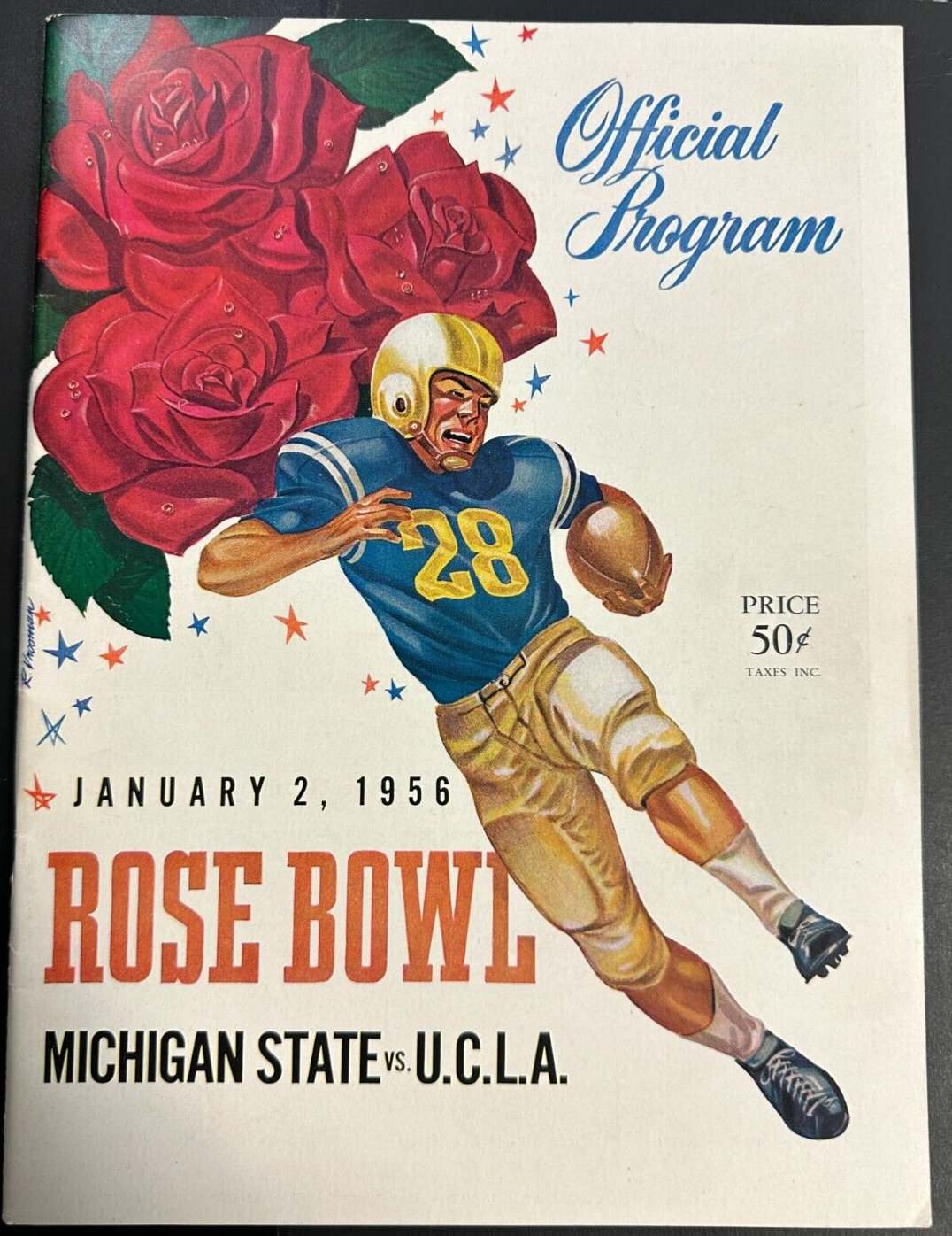 January 2, 1956 Rose Bowl Program Michigan State & UCLA 17-14 MSU