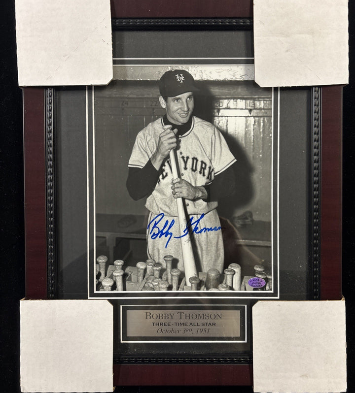 Bobby Thomson New York Yankees October 3rd 1951 Framed Signed Photo 16x13 COA