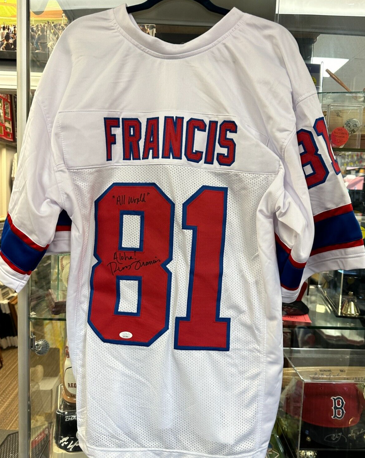 Russ Francis Autographed New England Patriots Replica White Jersey JSA
