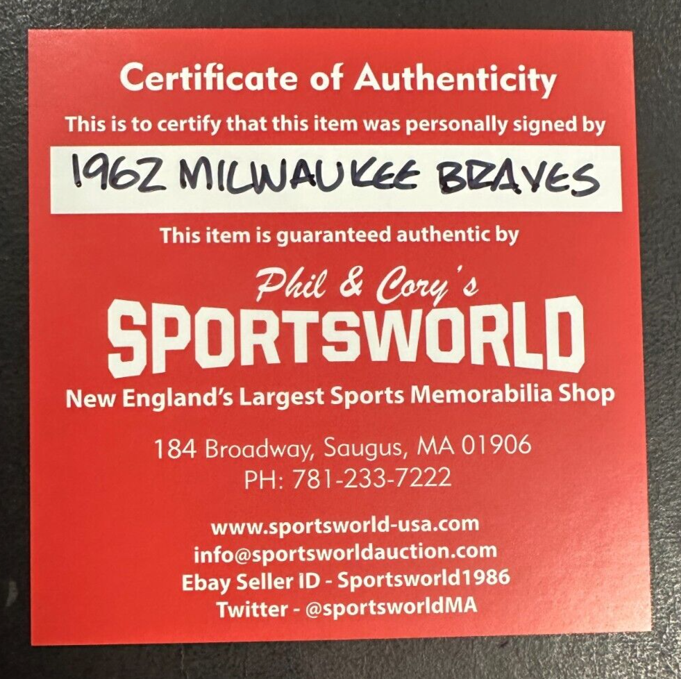 1962 Milwaukee Braves Team Autographed Baseball Aaron Spahn Mathews Uecker Torre