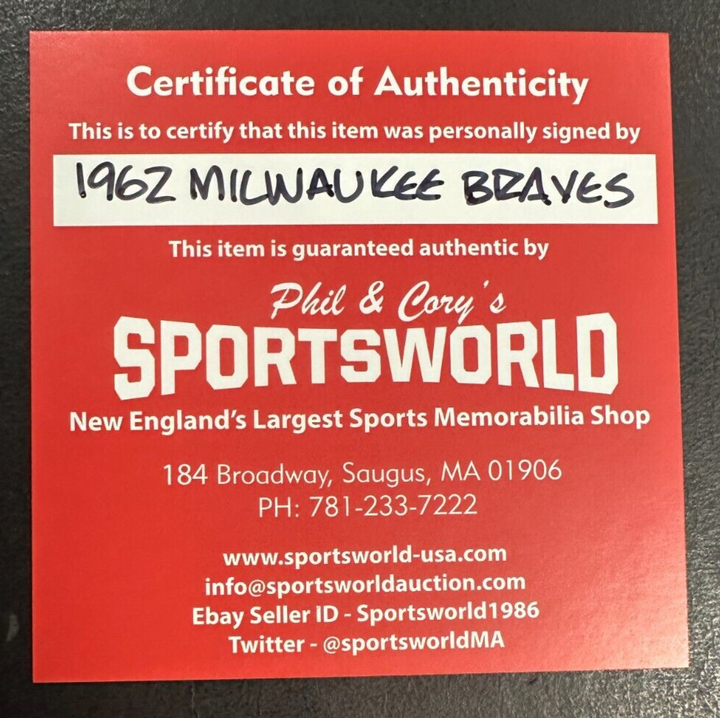 1962 Milwaukee Braves Team Autographed Baseball Aaron Spahn Mathews Uecker Torre