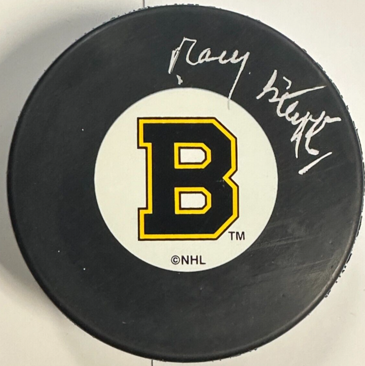 Ray Getliffe Autographed Boston Bruins Hockey Puck BAS NHL