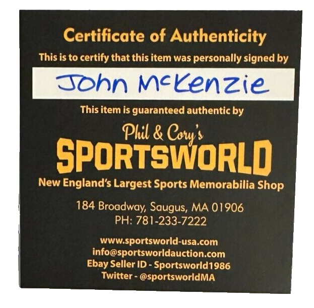 John McKenzie Autographed Boston Bruins Hockey Puck NHL