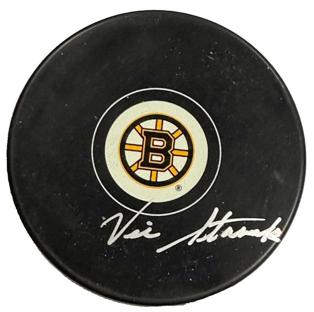 Vic Stasiuk Autographed Boston Bruins Hockey Puck NHL