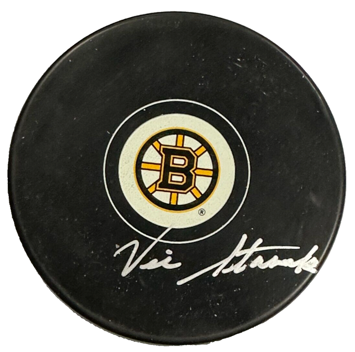 Vic Stasiuk Autographed Boston Bruins Hockey Puck NHL