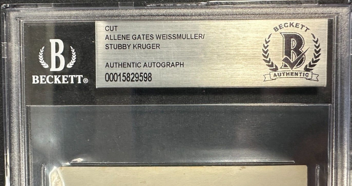 Allene Gates Weissmuller & Stubby Kruger Autographed Cut Signature Slabbed BAS