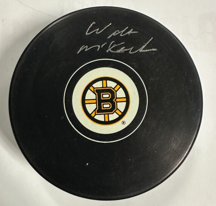 Walt McKechnie Autographed Boston Bruins Hockey Puck NHL