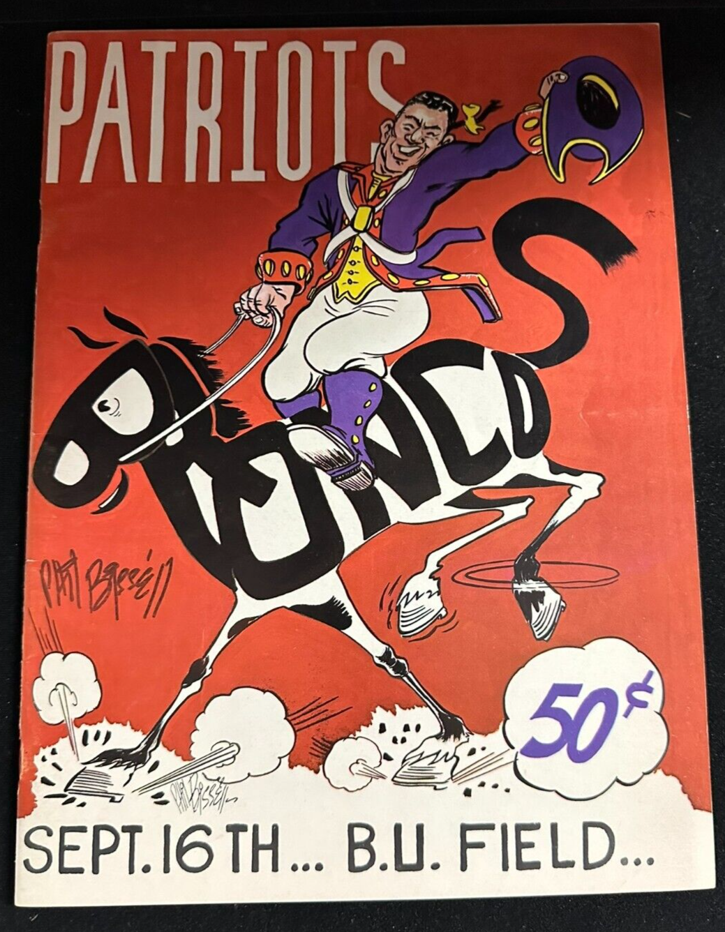 Phil Bissell Autographed Sep 16, 1961 Boston Patriots & Broncos Program AFL