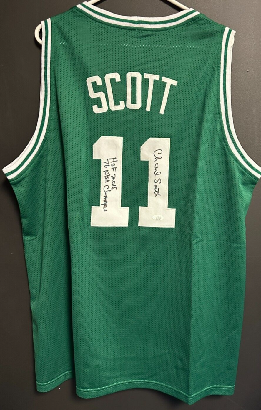 Charlie Scott Signed Boston Celtics Custom Jersey W/ HOF 2018 & 76 NBA Champ JSA