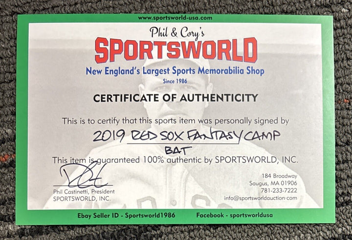 2019 Red Sox Fantasy Camp Signed Baseball Bat Campbell Barrett Lyons Bell Etc.