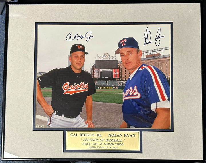 Cal Ripken Jr. & Nolan Ryan Autographed 11x14 Framed Photo BAS HOF