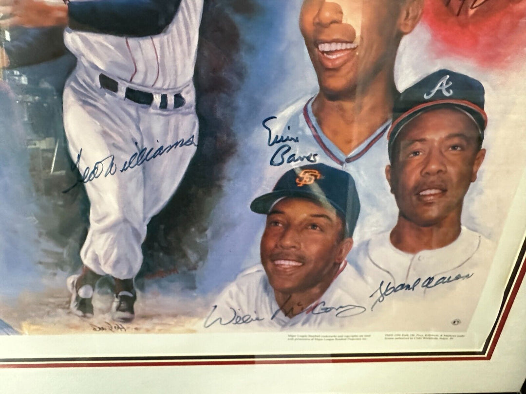 Williams Mays Aaron Schmidt Banks Autographed 500 Career Homerun Print BAS