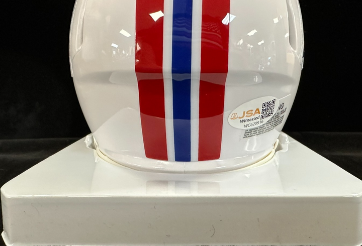 Will Campbell Autographed New England Patriots Throwback Speed Mini Helmet JSA