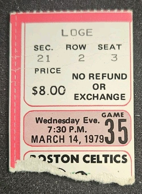 3/14/79 Boston Celtics vs. Phoenix Suns Ticket Stub Cedric Maxwell 25/10