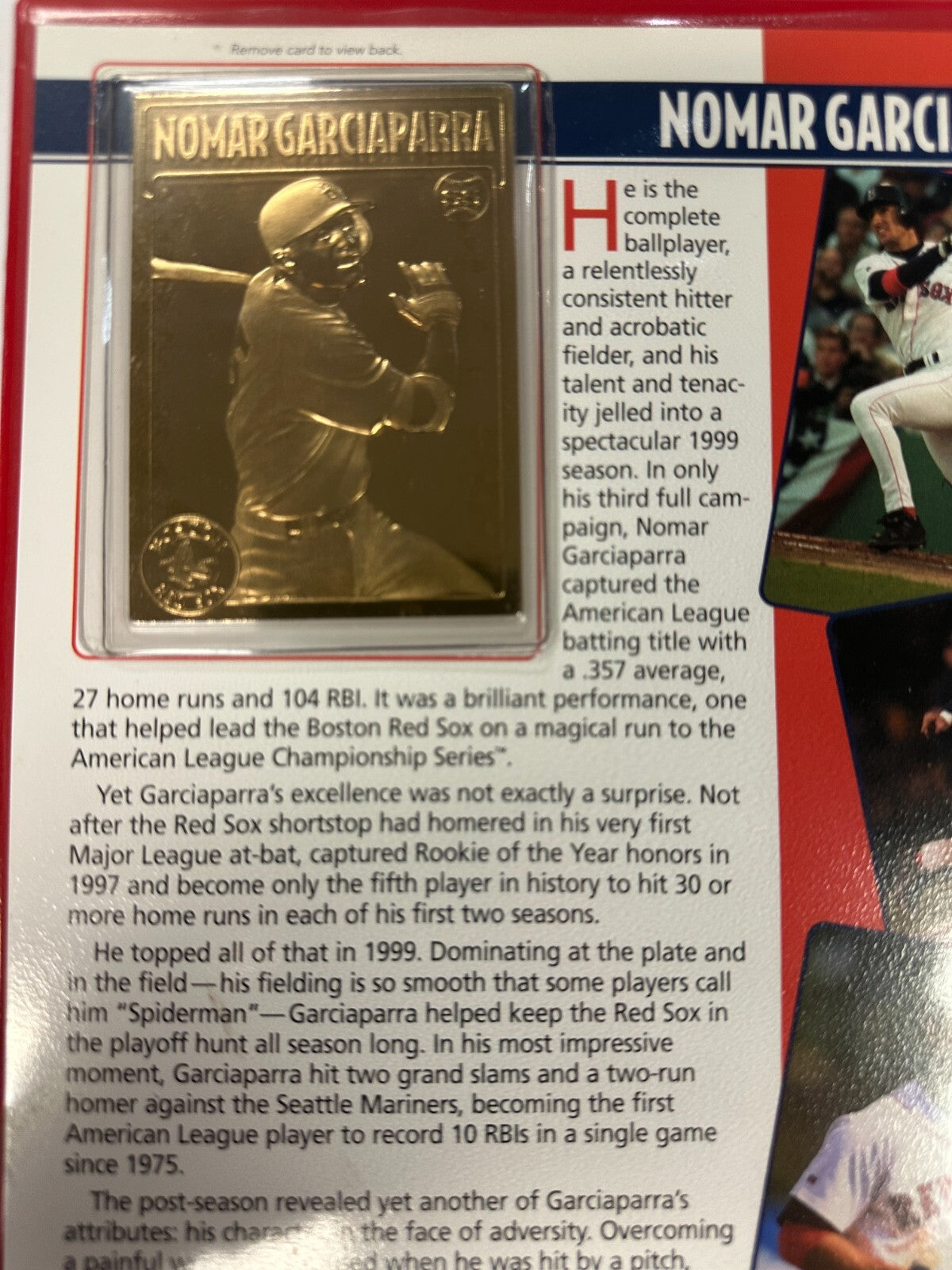 Danbury Mint Pedro Martinez & Nomar Garciaparra 22k Gold Card Set
