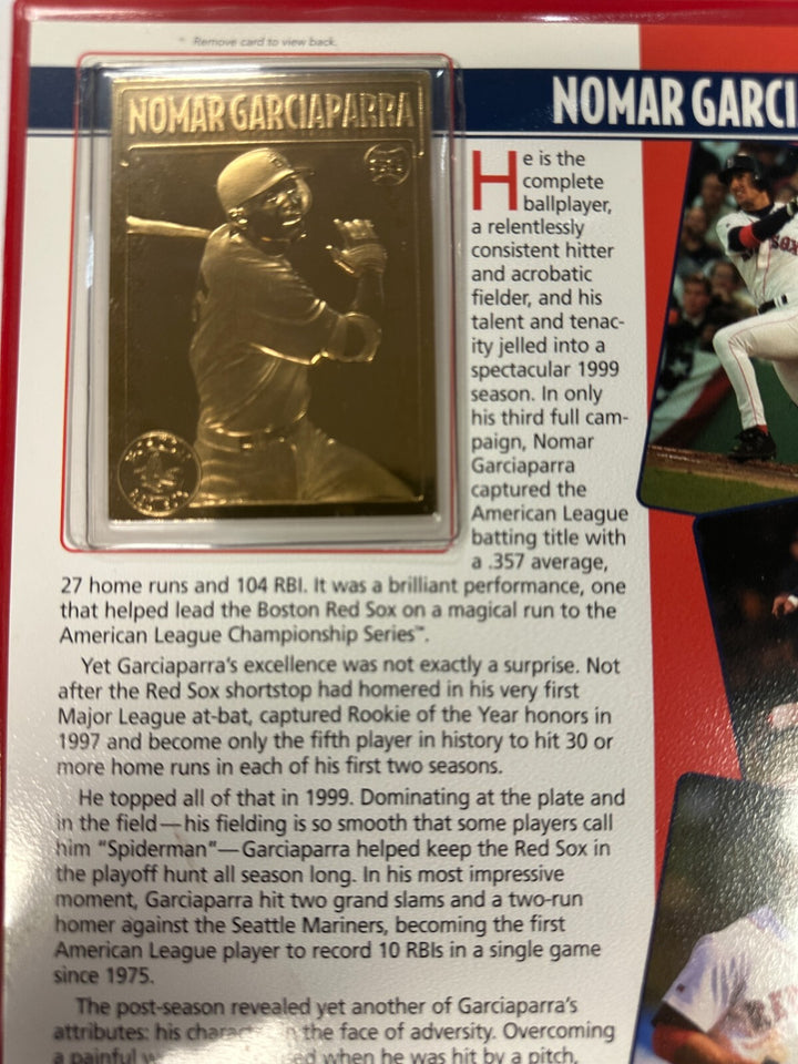 Danbury Mint Pedro Martinez & Nomar Garciaparra 22k Gold Card Set Boston Red Sox