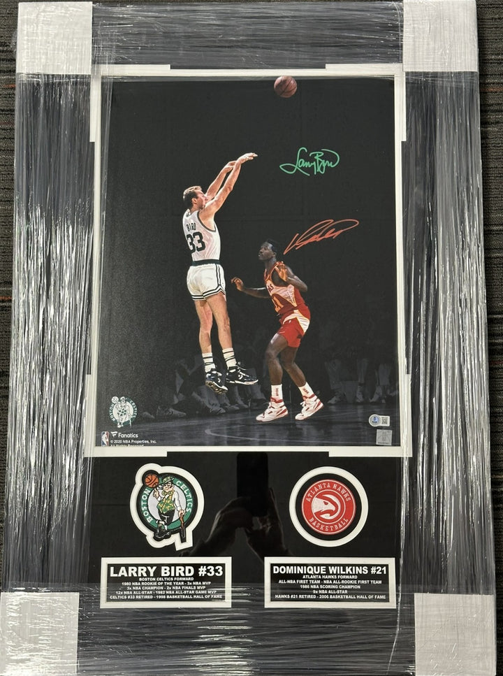 Larry Bird & Dominique Wilkins Autographed 16x20 Photo Framed BAS HOF