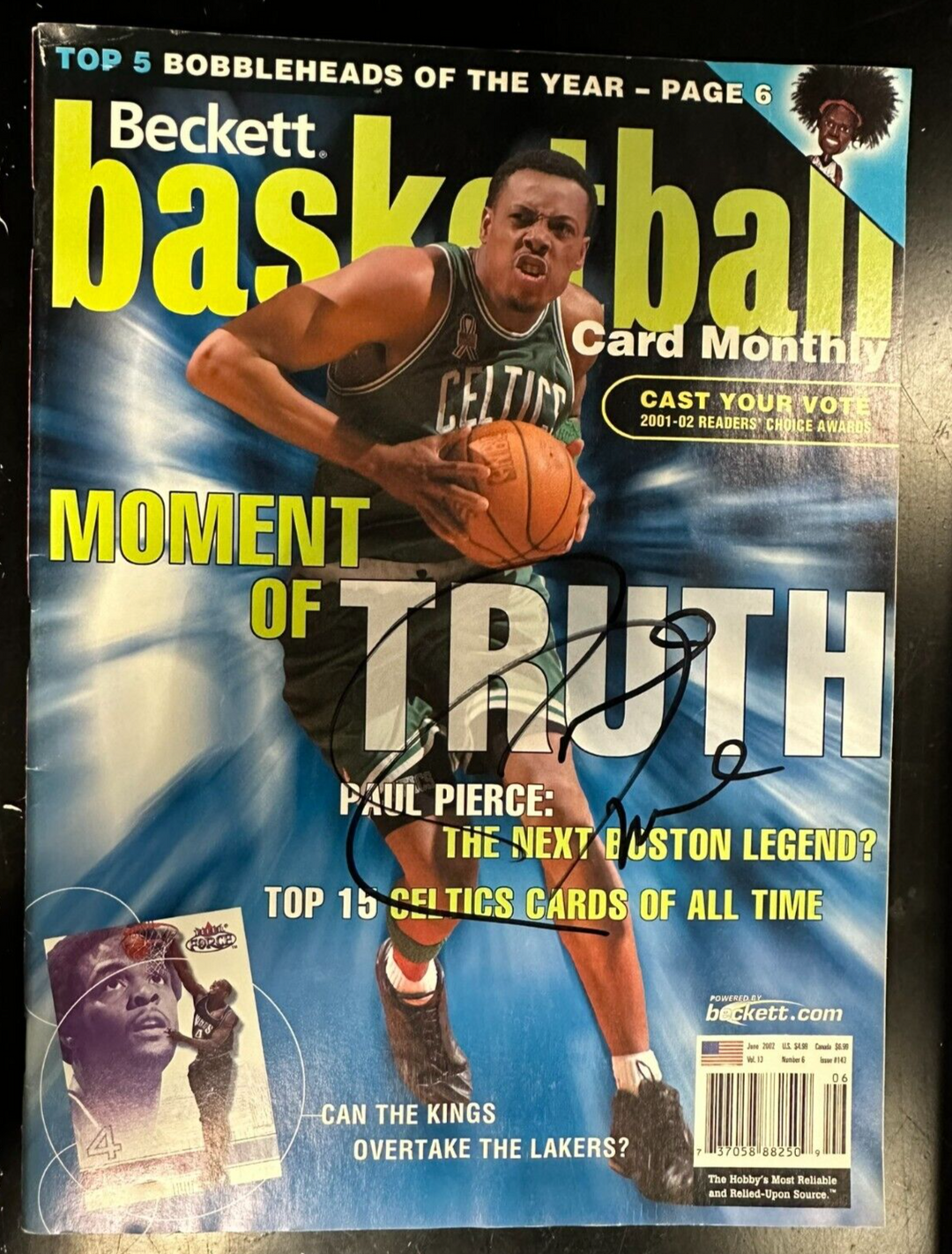 Paul Pierce Autographed June 2002 Beckett Basketball Boston Celtics HOF