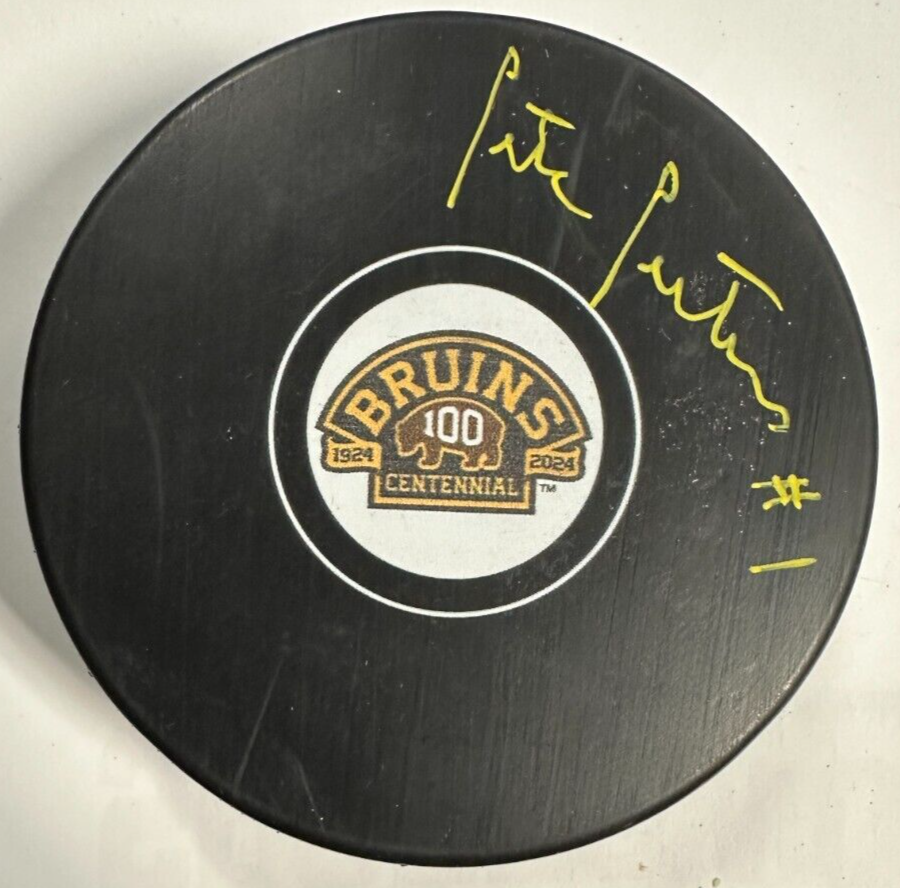 Pete Peeters Autographed Boston Bruins 100th Anniversary Hockey Puck N ...