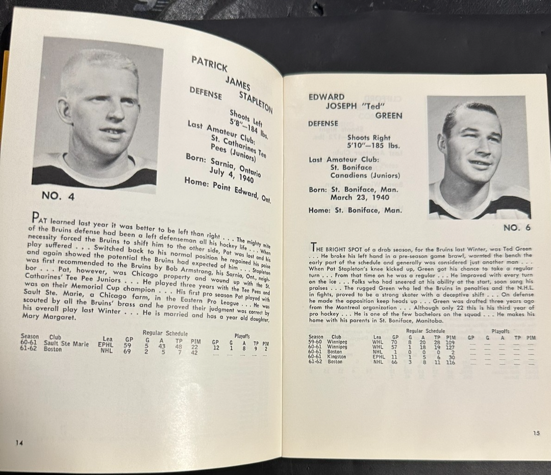Vintage 1962-63 Boston Bruins Official Yearbook NHL