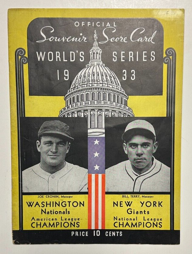 Vintage 1933 World Series Program New York Giants Vs Washington Senators Rare