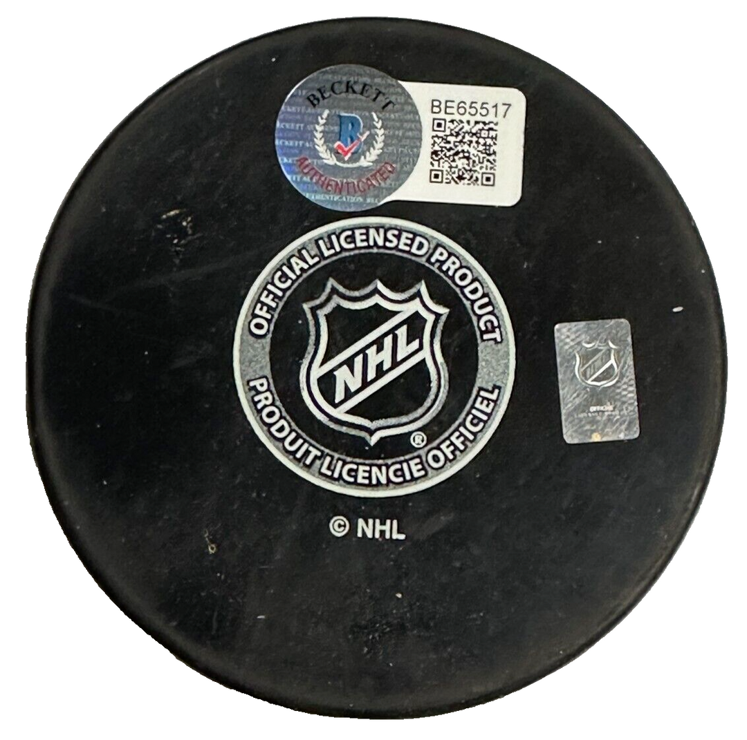 Rogie Vachon Autographed Boston Bruins Hockey Puck W/ HOF 16 BAS