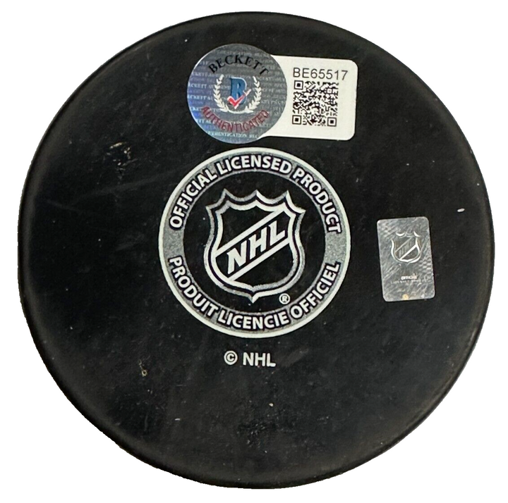 Rogie Vachon Autographed Boston Bruins Hockey Puck W/ HOF 16 BAS
