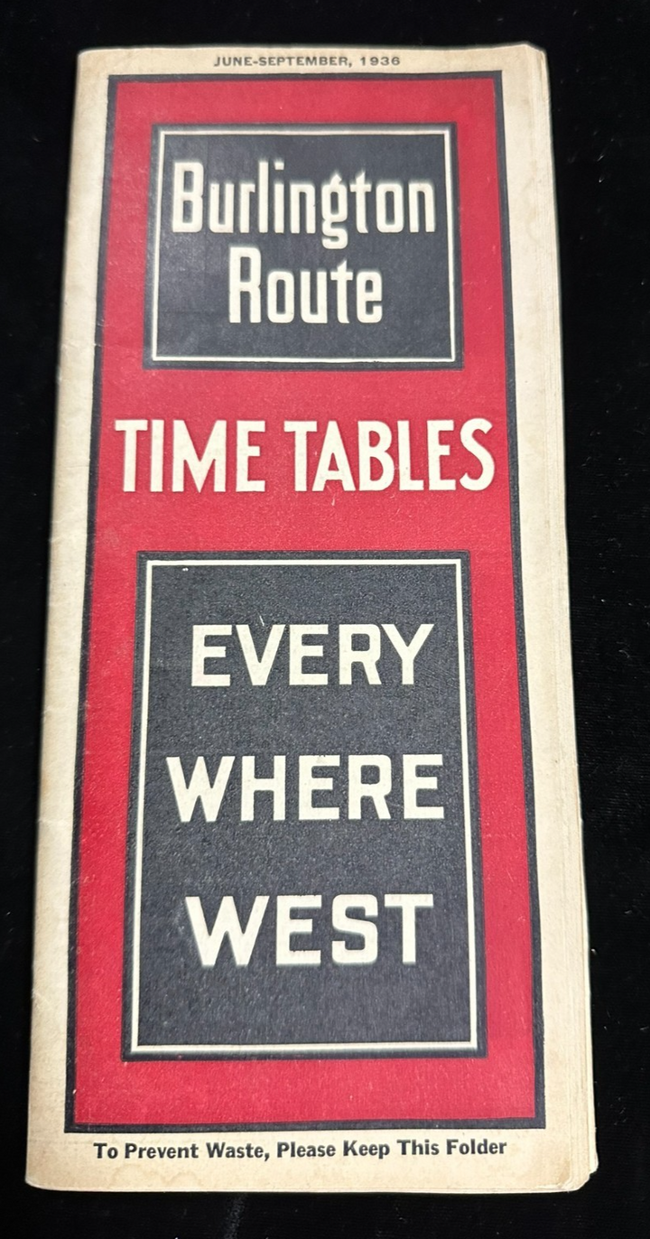 Vintage 1929 Burlington Route Train Time Tables Everywhere West Centerfold Map