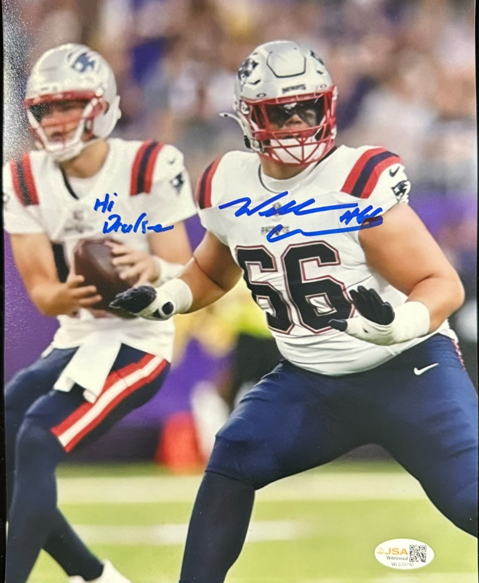 Will Campbell Signed New England Patriots 8" x 10" Photo W/ Hi Drake Insc JSA