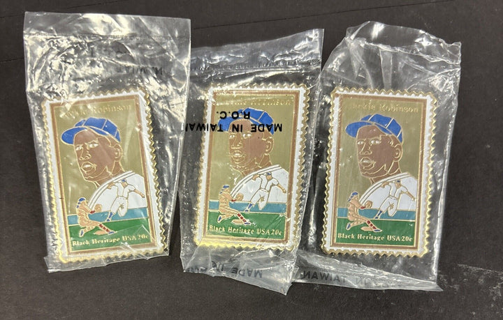 Lot Of 3 Vintage JACKIE ROBINSON Black Heritage Stamp Limited Edition Pin NIB