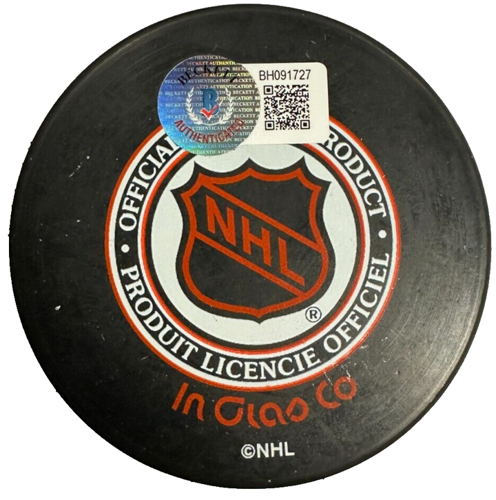 Bob Rousseau Autographed Montreal Canadiens Puck W/ Calder 62 BAS