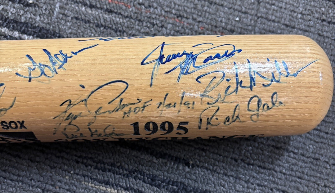1995 Sox Exchange Fantasy Camp Signed Baseball Bat Johnny Pesky Gary Bell Etc.