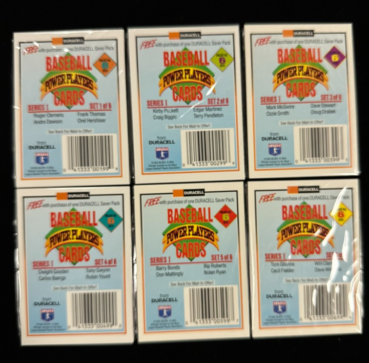 1993 Duracell Series I Power Players Baseball 24 Cards Complete Set Bonds Ryan