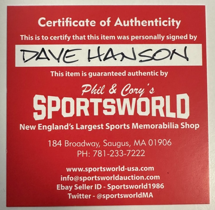 Dave Hanson Autographed Detroit Red Wings Puck NHL Slap Shot The Hanson Brothers