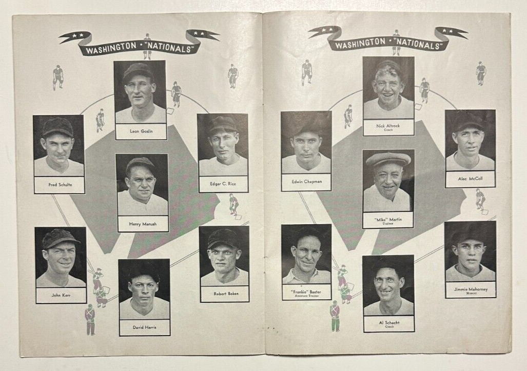 Vintage 1933 World Series Program New York Giants Vs Washington Senators Rare
