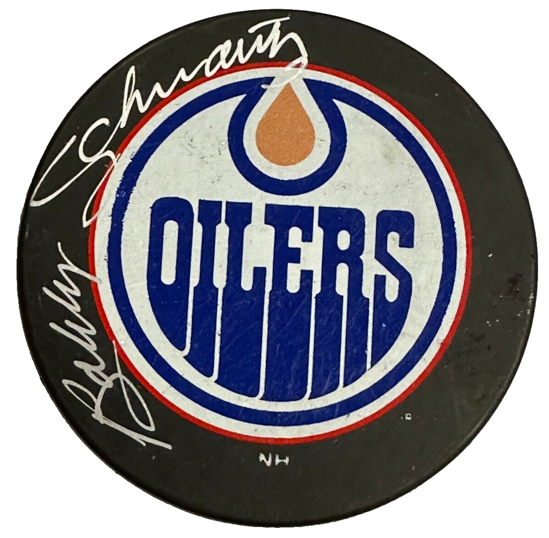 Bobby Schmautz Autographed Edmonton Oilers Hockey Puck BAS