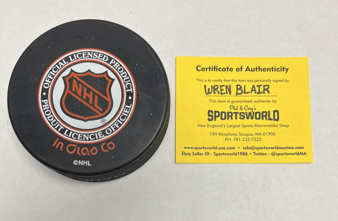 Wren Blair Signed Puck Autographed Boston Bruins