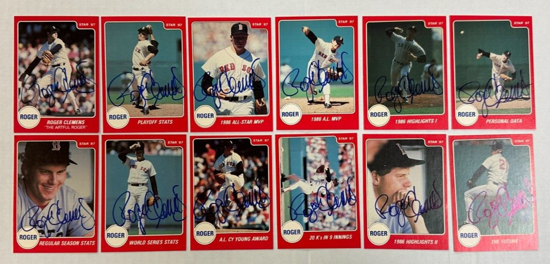 1987 Star Co Roger Clemens Autographed 12 Card Set Boston Red Sox +Blank Set