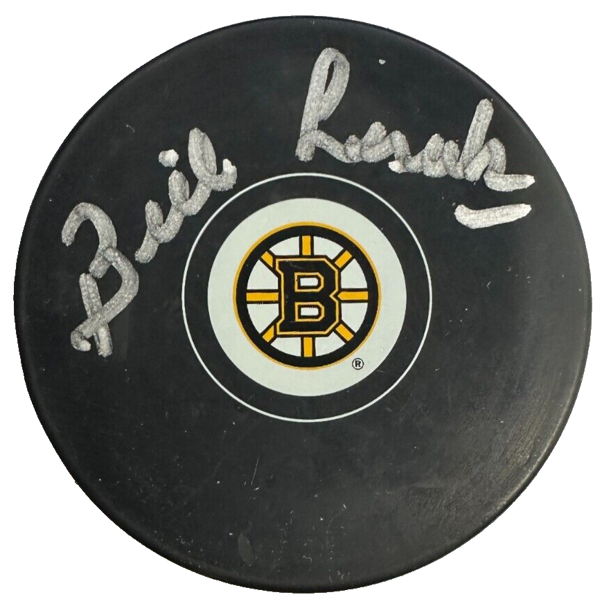 Bill Lesuk Autographed Boston Bruins Hockey Puck NHL