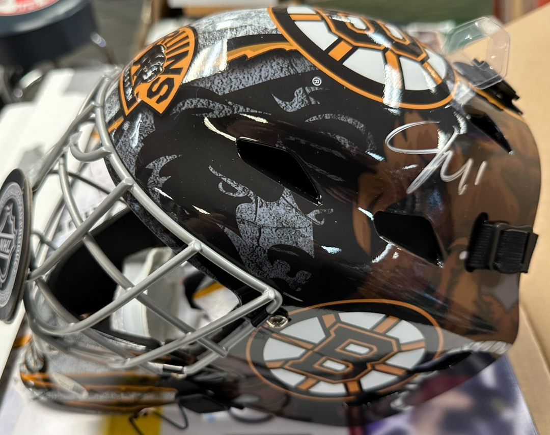 Jeremy Swayman Autographed Boston Bruins Full Size Goalie Mask NHL JSA