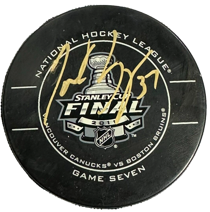 Patrice Bergeron Autographed 2011 Stanley Cup Finals Game 7 Puck Bruins BAS