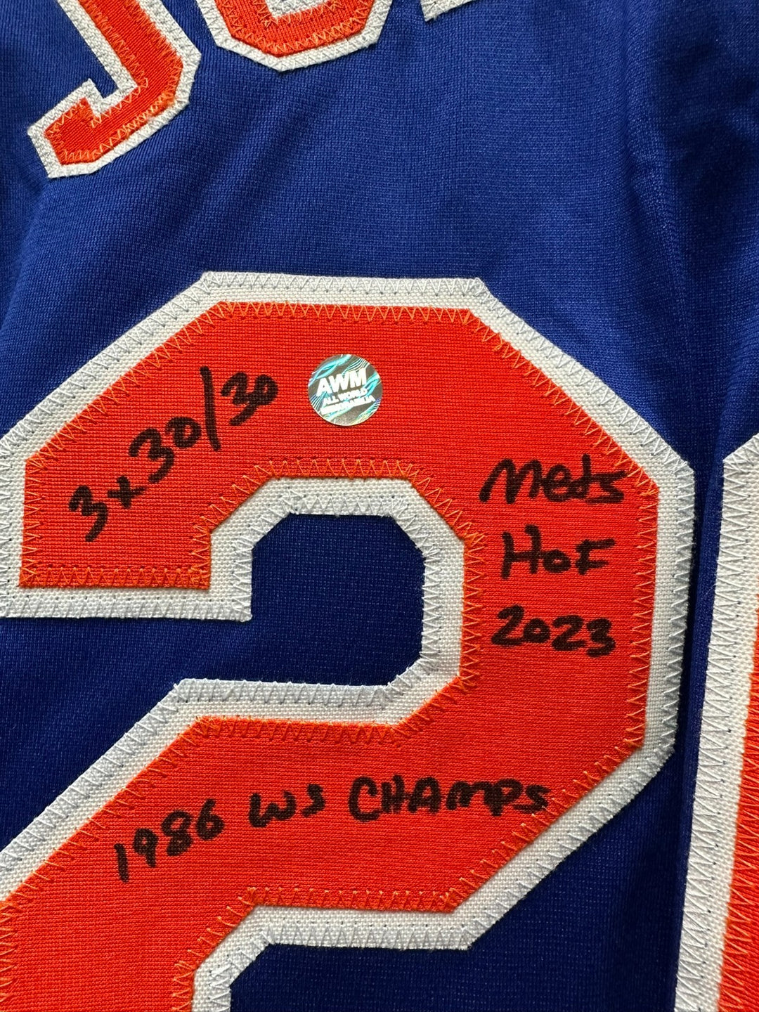 Howard Johnson Autographed New York Mets Custom Jersey W 3x 30/30 Mets HOF 2023