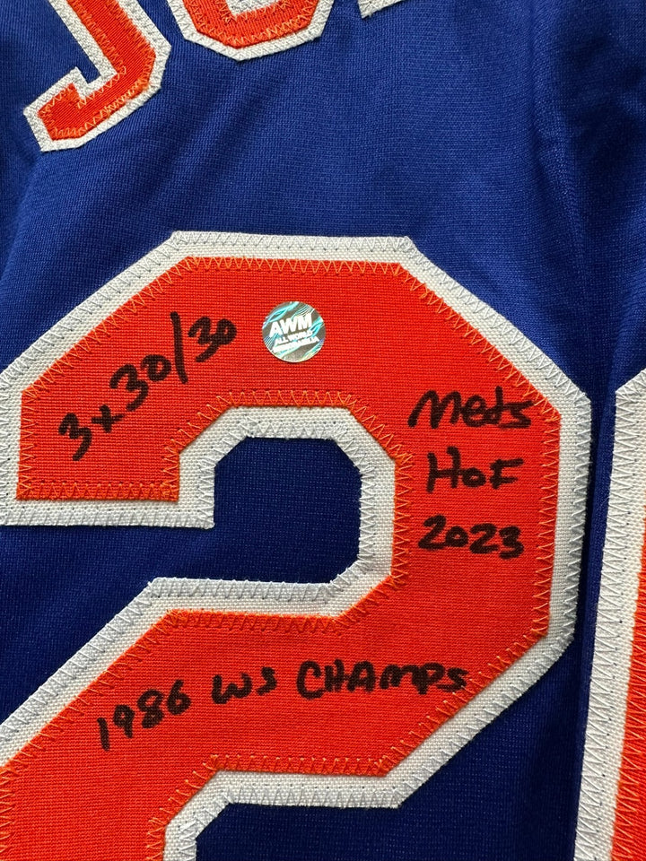 Howard Johnson Autographed New York Mets Custom Jersey W 3x 30/30 Mets HOF 2023