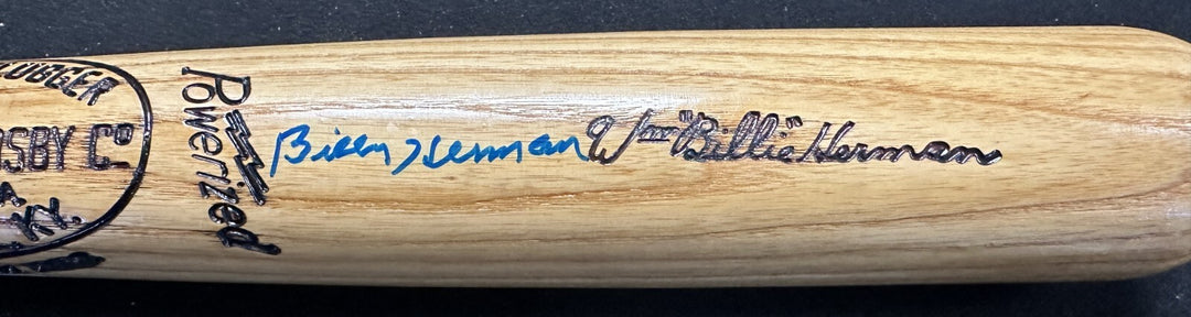 Billy Herman Autographed Louisville Slugger Baseball Bat HOF Chicago Cubs