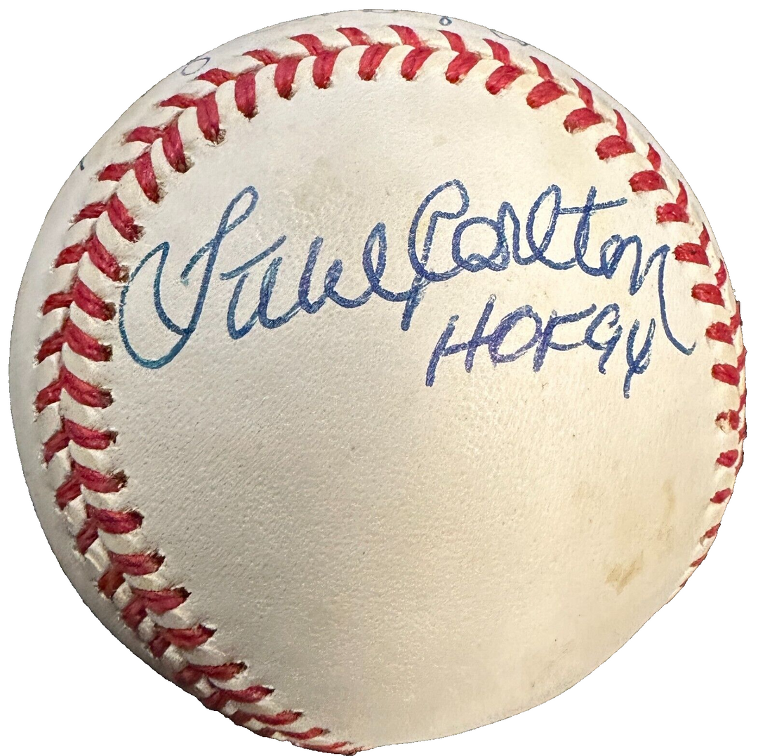 Warren Spahn Steve Carlton & Gaylord Perry Autographed ONL Baseball